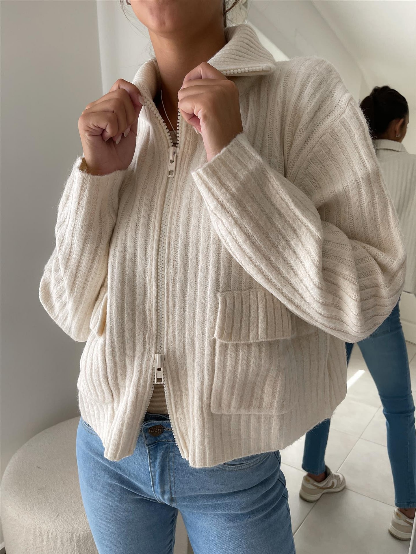 SWEATER CAMPERA TAUPE